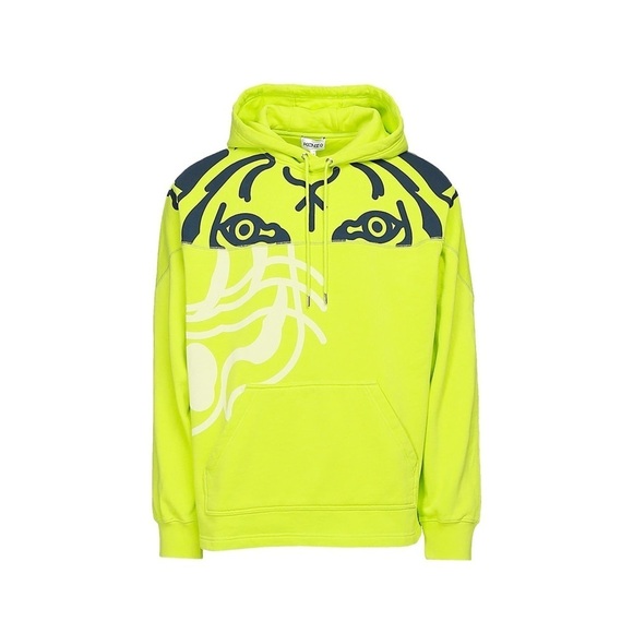 Kenzo Paris K-TIGER Hooded Sweatshirt Green/Yellow Small - Picture 2 of 10